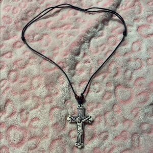 Black and White Cross Pendant Necklace